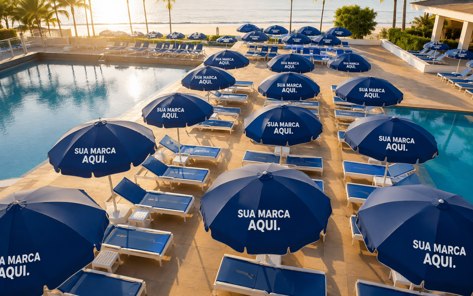 Ombrelones personalizados em resort